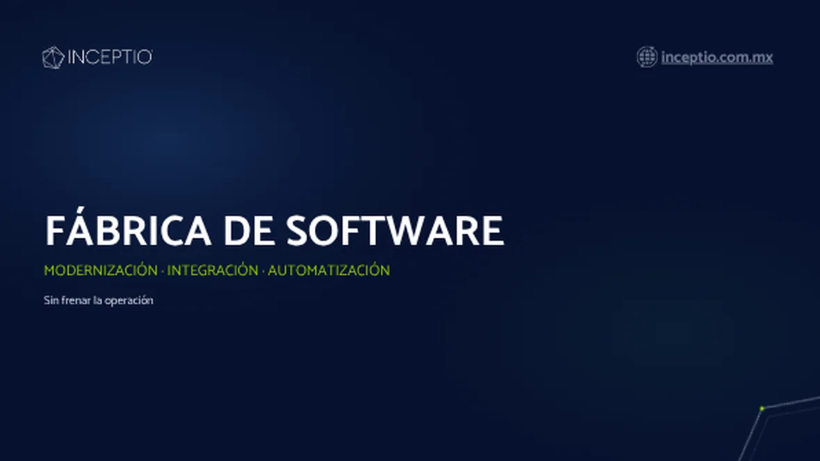 Portada: INCEPTIO 2026 · Fábrica de software
